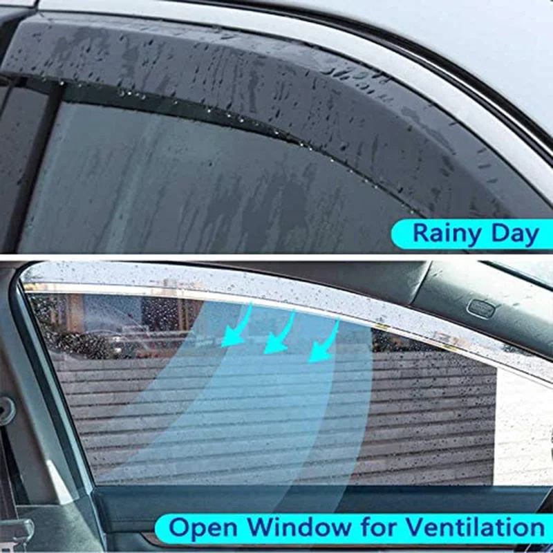 Car Window Rain Shield 4Pcs/Set Paste-Mounted Sunshield Window Black Deflector Rain Cove Fit For Toyota Tundra CrewMax 2021 2022