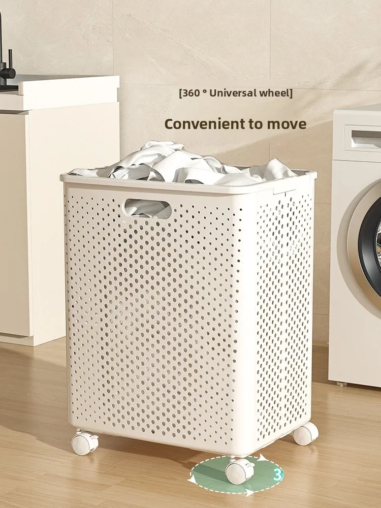 Cesto de Roupa ande com Rodas, Dobrável, para Uso Doméstico, Organizador de Banheiro para Roupas Sujas