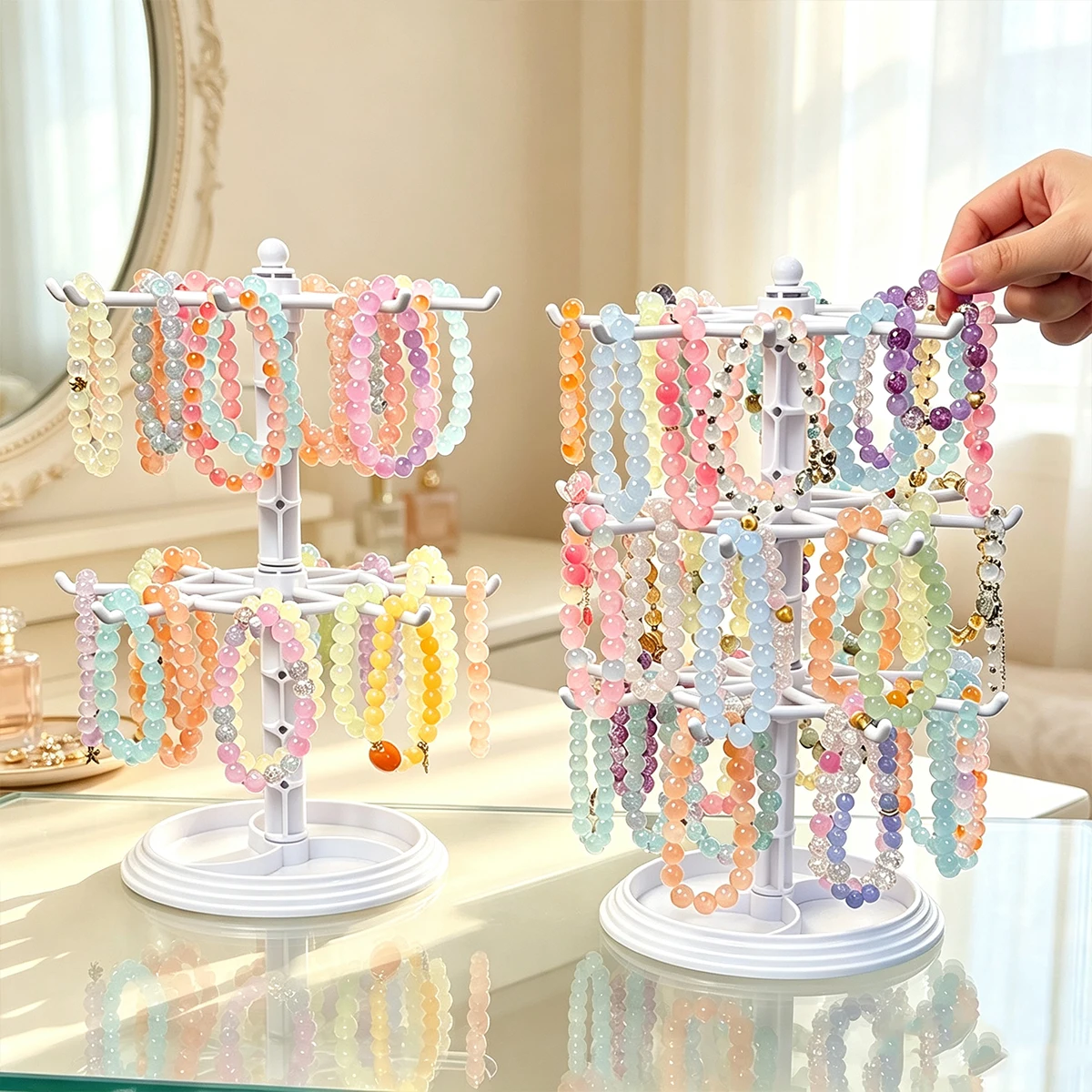 1pc Rotatable Multi-Layer Hanging Bracelet Display Rack Detachable Adjustable Bead Jewelry Bracelet Bead Necklace Storage Rack