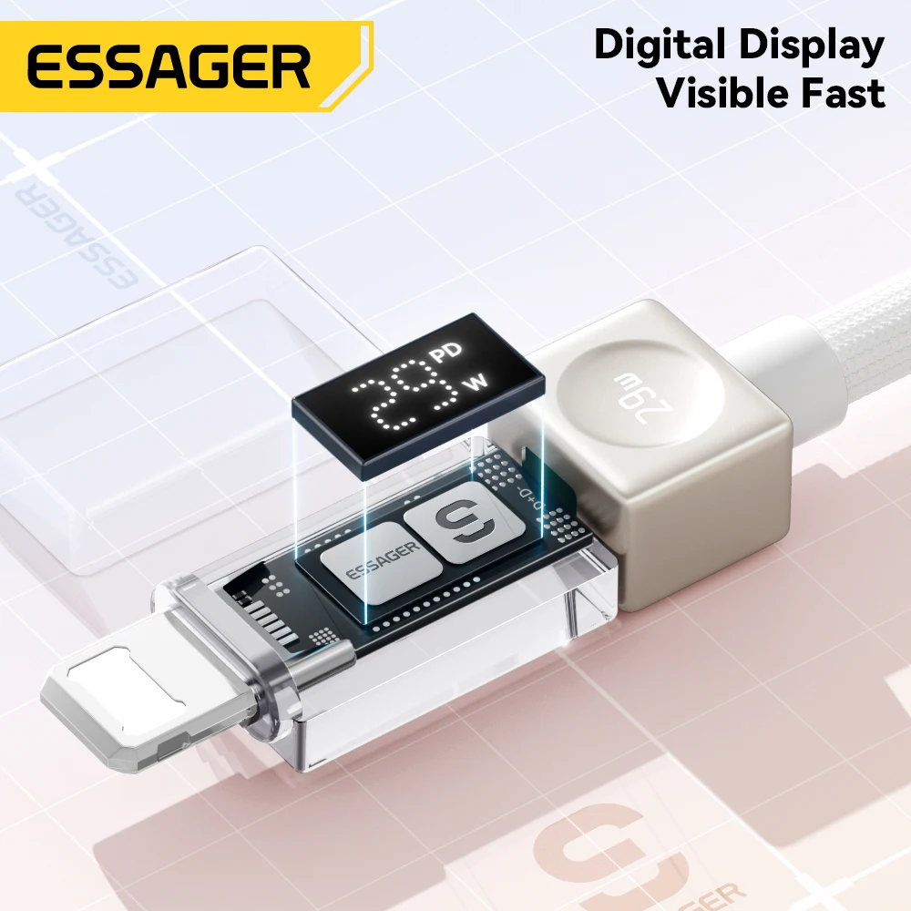 Essager USB Cケーブル iPhone 14 13 12 11 Pro Max Xs対応 デジタルディスプレイ付き PD 29W急速充電 タイプC to Lightning データケーブル