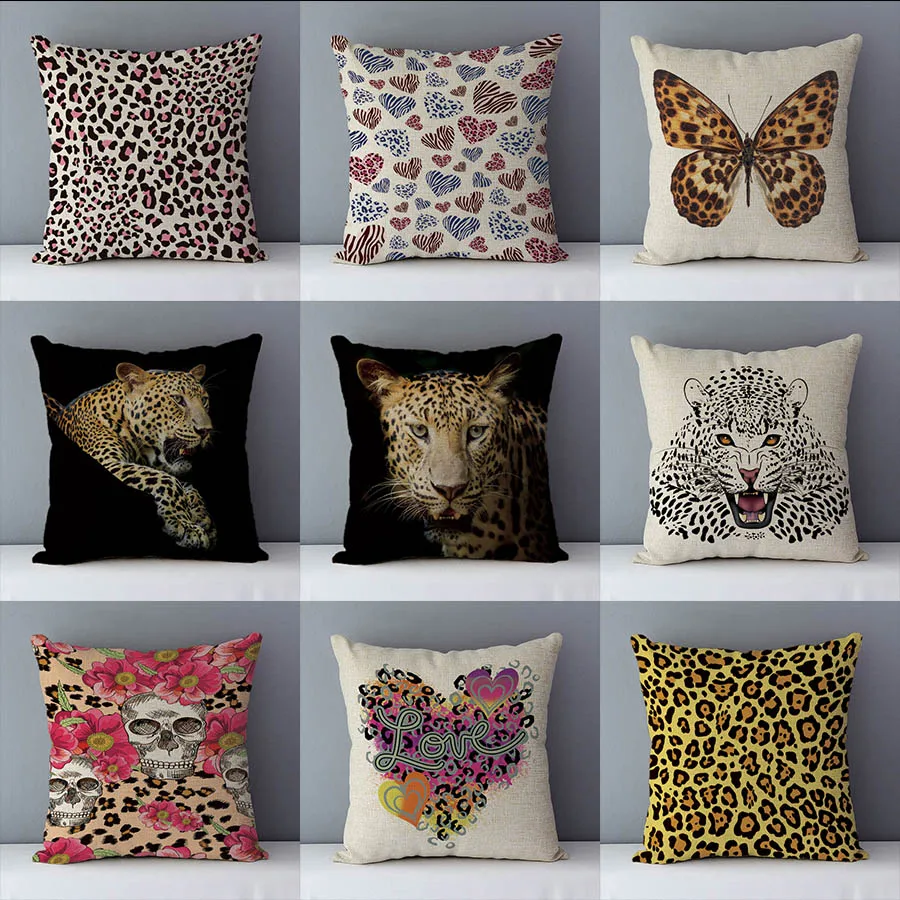 Cozy Couch Cushion Cover Home Decorative Pillows Animals Textures Zebra Leopard Tiger Giraffe Seat Cushion For Sofa 45X45cm