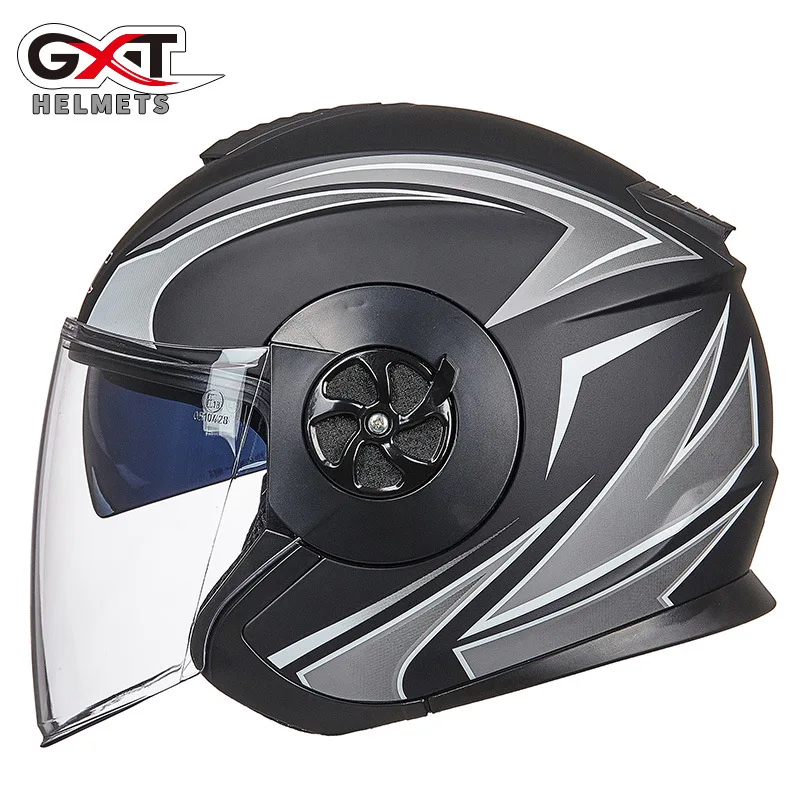 GXT Vintage Dual Lens Half Helmet Sun Protection Electric Scooter Helmet Four Seasons Safety Helmet for Men Women