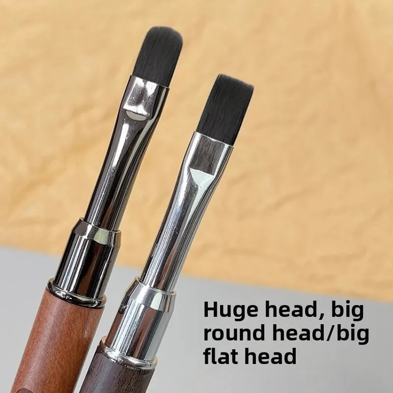 Conjunto de escova de arte de unha de sândalo com grande cabeça plana redonda círculo quadrado caneta de fototerapia para cola de extensão de artista de unhas especial