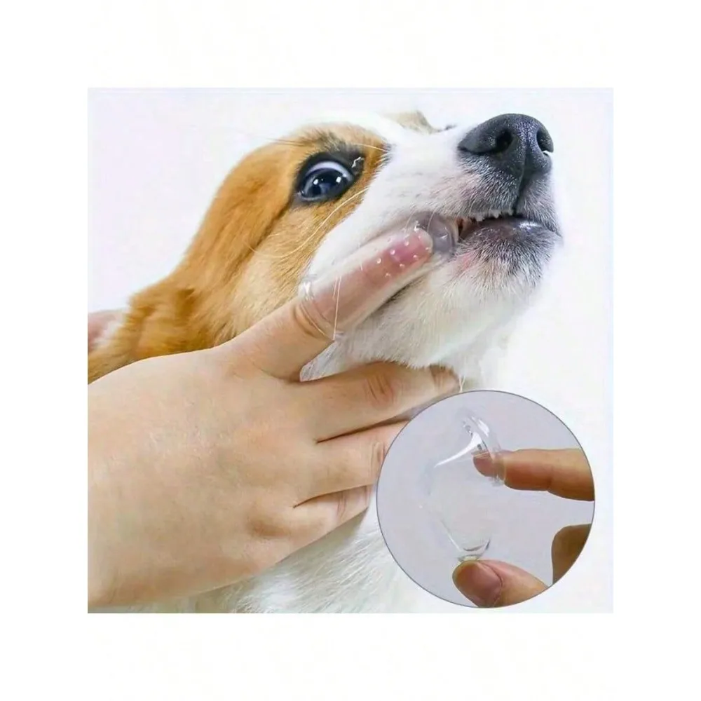 개와 고양이용 애완동물 손가락 칫솔 1개 - 호흡 관리 및 잇몸 건강을 위한 부드러운 실리콘 브러시, 휴대용, 상자 포함 안내