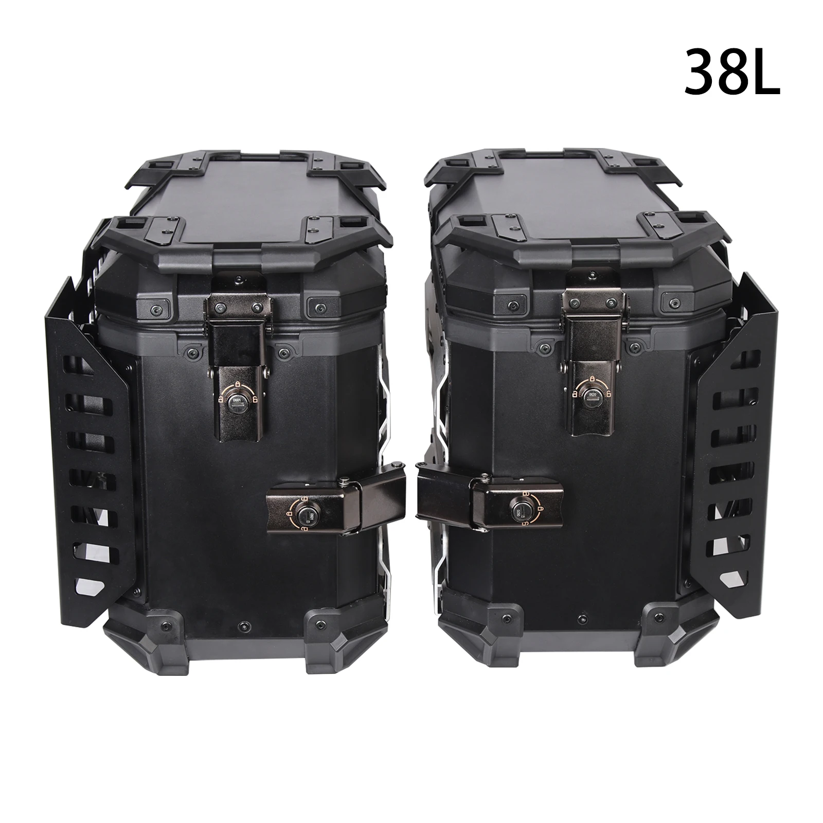 1 Pair 38L Folding Armored Motorcycle Side Box Aluminum Alloy Side Luggage Cases Quick Release Saddlebag Waterproof Toolbox