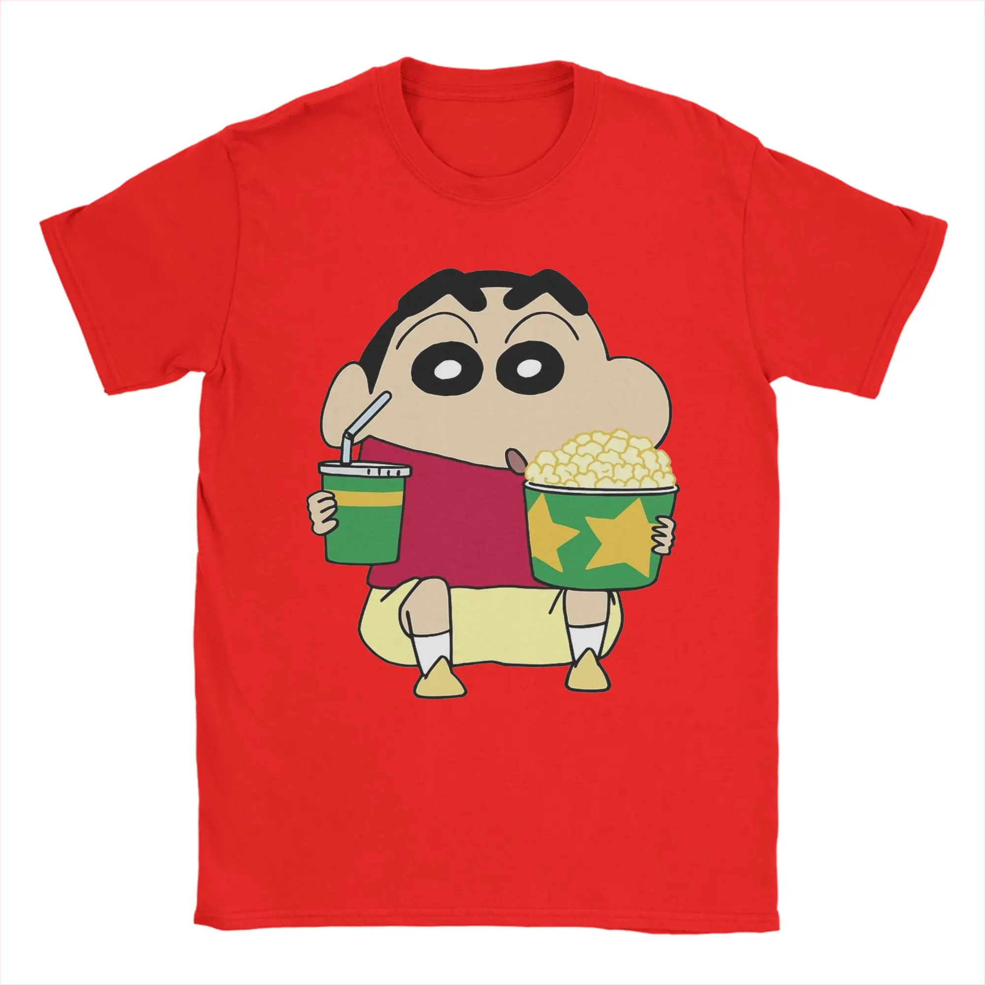 Funny Crayon Shin-chan T-Shirt Unisex Round Neck Short Sleeve Clothing Cute Anime Cotton Summer Top Tee