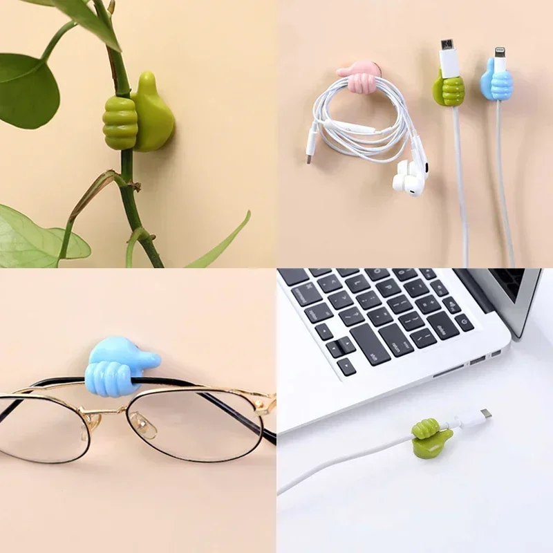 Hand-Shaped Rubber Holder Glasses Cable Power Cord Charging Line Self Adhesive Mini Hook Gadget Decorations Car Storag Organizer