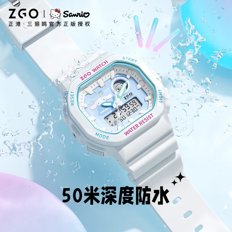 ZGO x Cinnamoroll Sanrio Electronic Watch Female 2024 New Style Student Children Sports Waterproof Girl 810