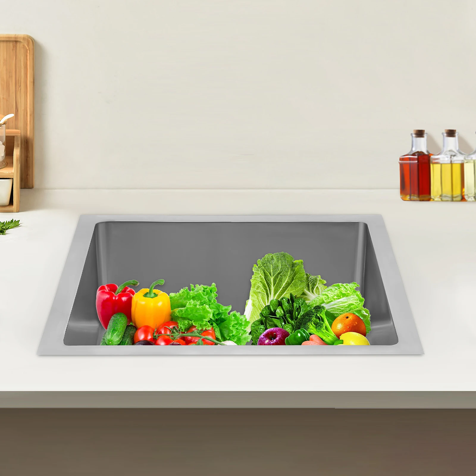 

Silver Kitchen Sink(Easy To Clean&Versatile) - Smooth Surface+Round Corners&No Dirt Dead Ends(Effortless Cleaning), Smooth Edges