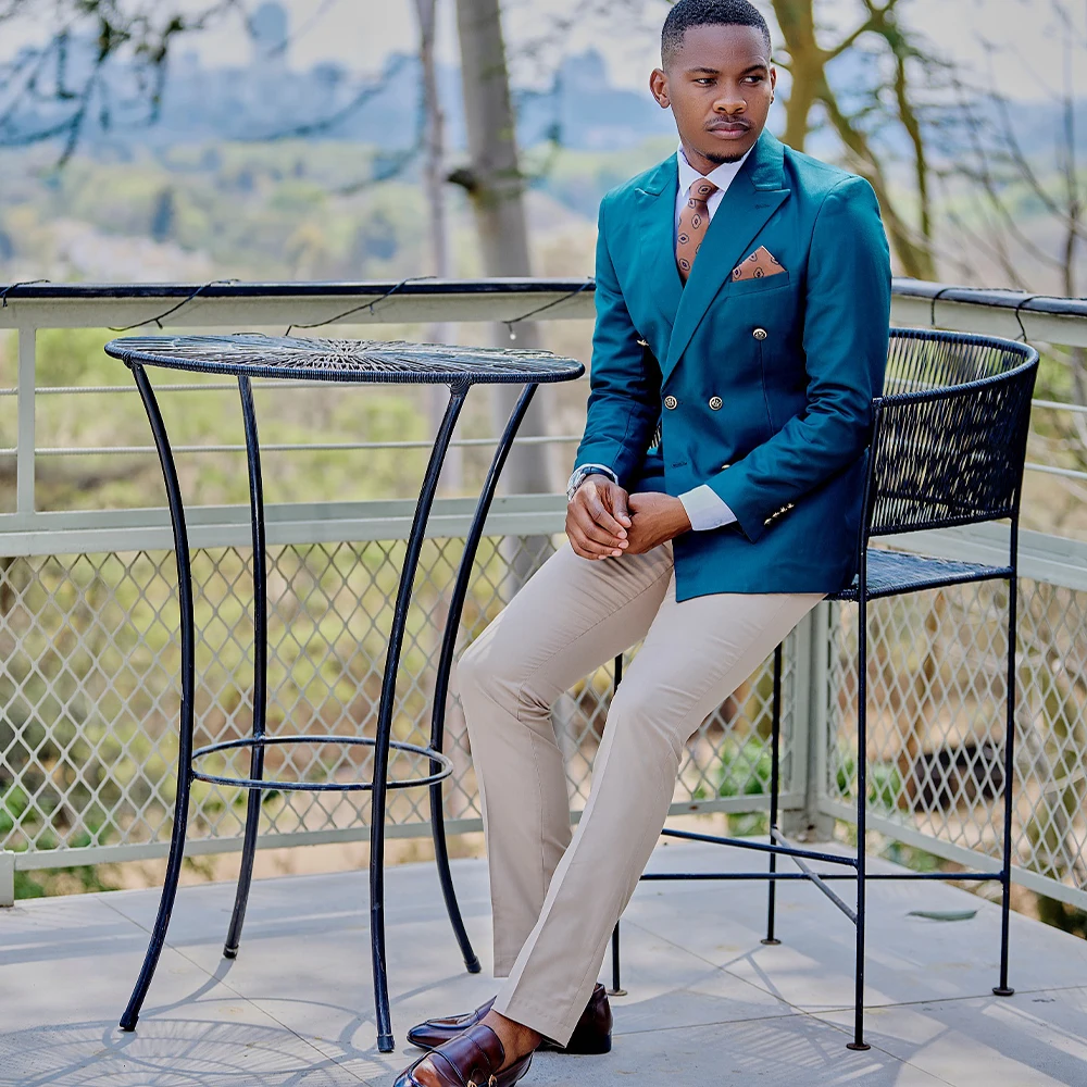 

Men's Suits 2 Pieces Peaked Lapel Wedding Evening Party Suit Double Breasted Elegant Contrast Color Prom Blazer Slim Customized