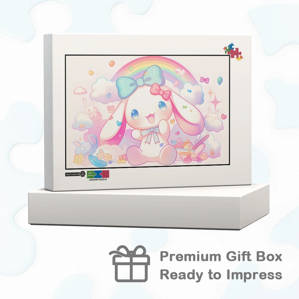 Cinnamoroll Regenbogen Holzpuzzle Sanrio Niedlicher Cartoon DIY Großes Puzzlespiel Spielzeug Geschenk Montessori Spaß Familienspiel Puzzle