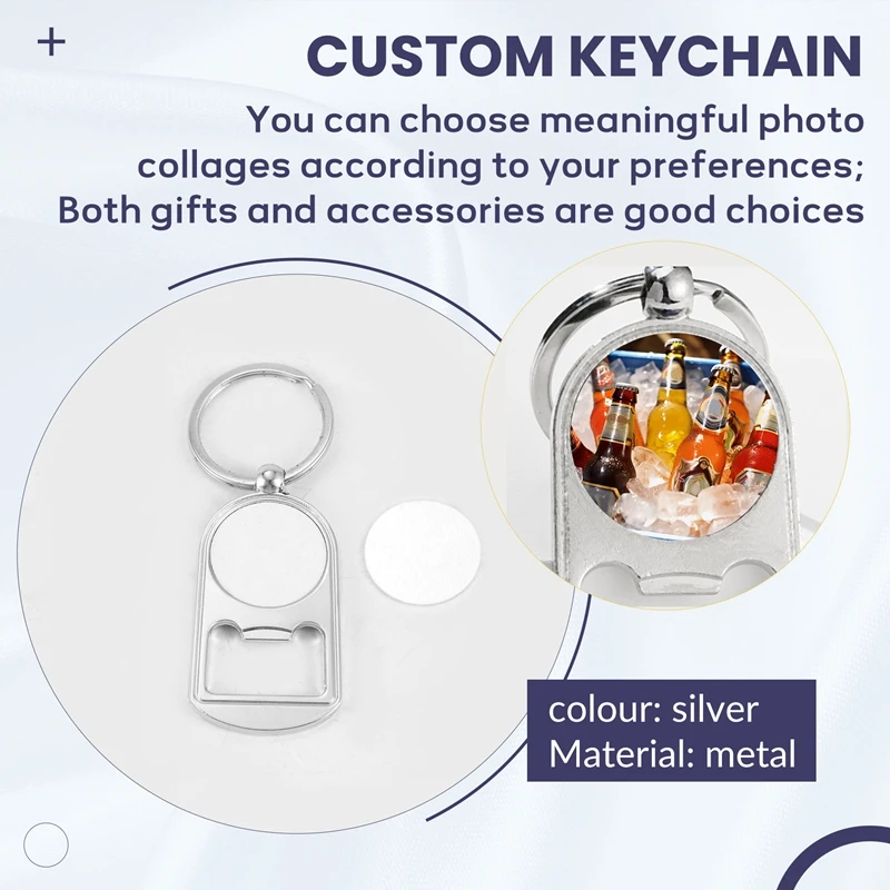 10 Pcs Sublimation Blank Keychain Metal Bottle Opener Blank Key Ring Heat Transfer Rectangular Sublimation Keychain