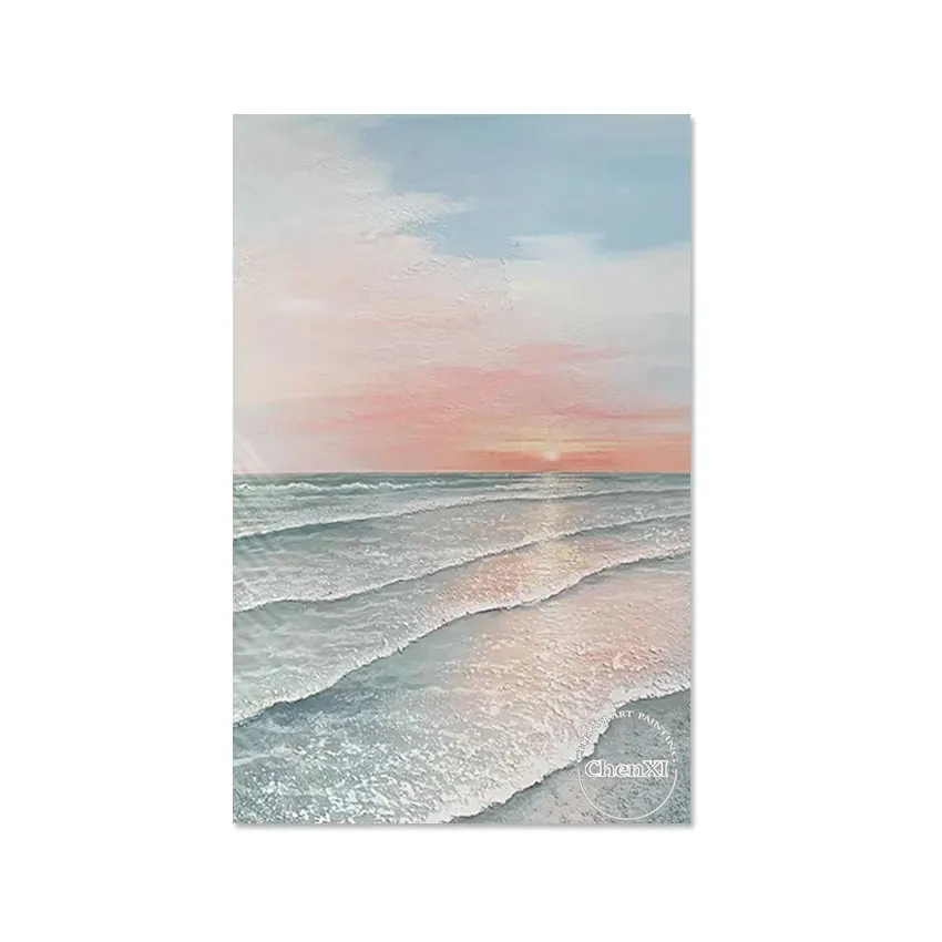 

Большая картина маслом с океанской волной, холст, абстрактное настенное искусство, современная ручная роспись, акриловая картина с морским пейзажем, предметы домашнего декора