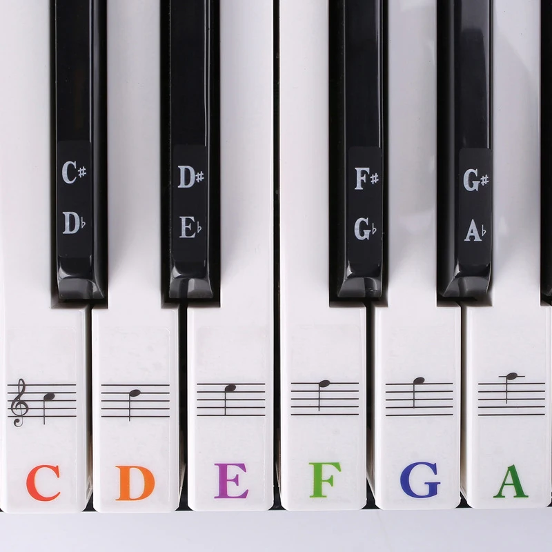 1Pc Multicolour Piano Stickers Keyboard Key Note Removable Piano Keyboard Note Labels Stickers for Kids Beginners