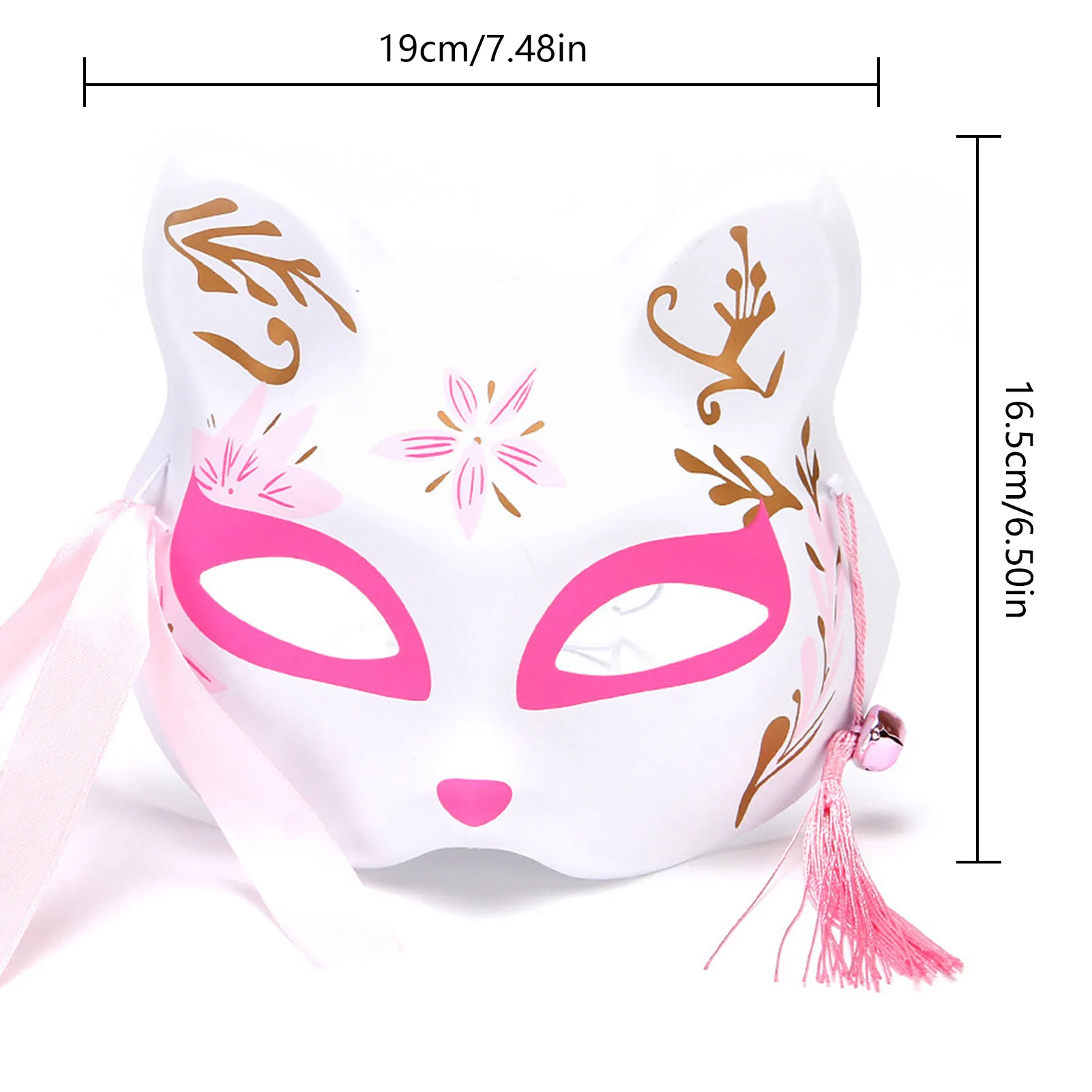 Party Festival Masquerade Sakura Fox Mask Half Face Cat Mask Masquerade Sakura Cosplay Costume Japanese Anime Rave Props