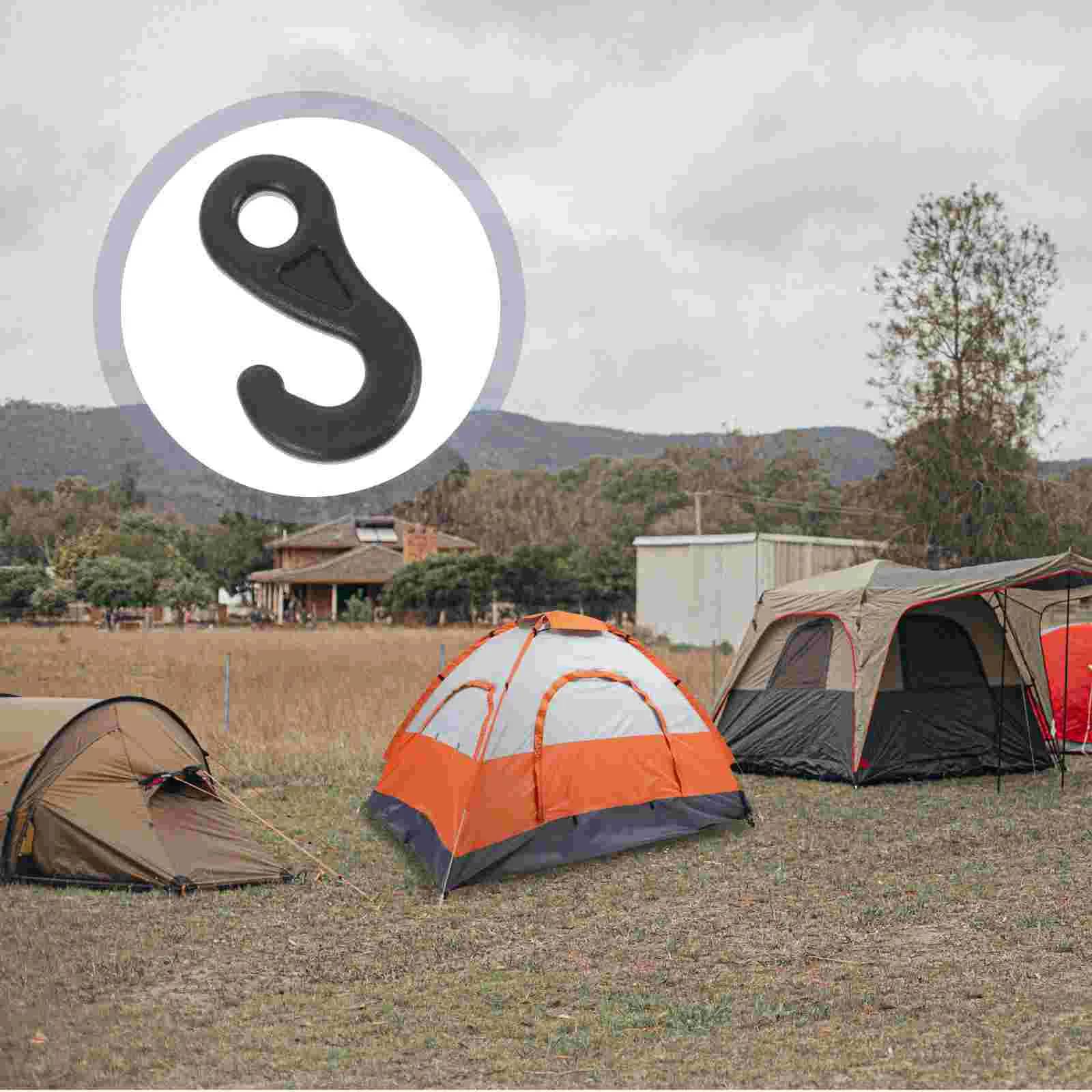 10 Pcs Outdoor Canopy Tent Question Mark Light Hook Ground Nail Wind Rope Connection Pom9 10pcs (black) Pegs Accessories