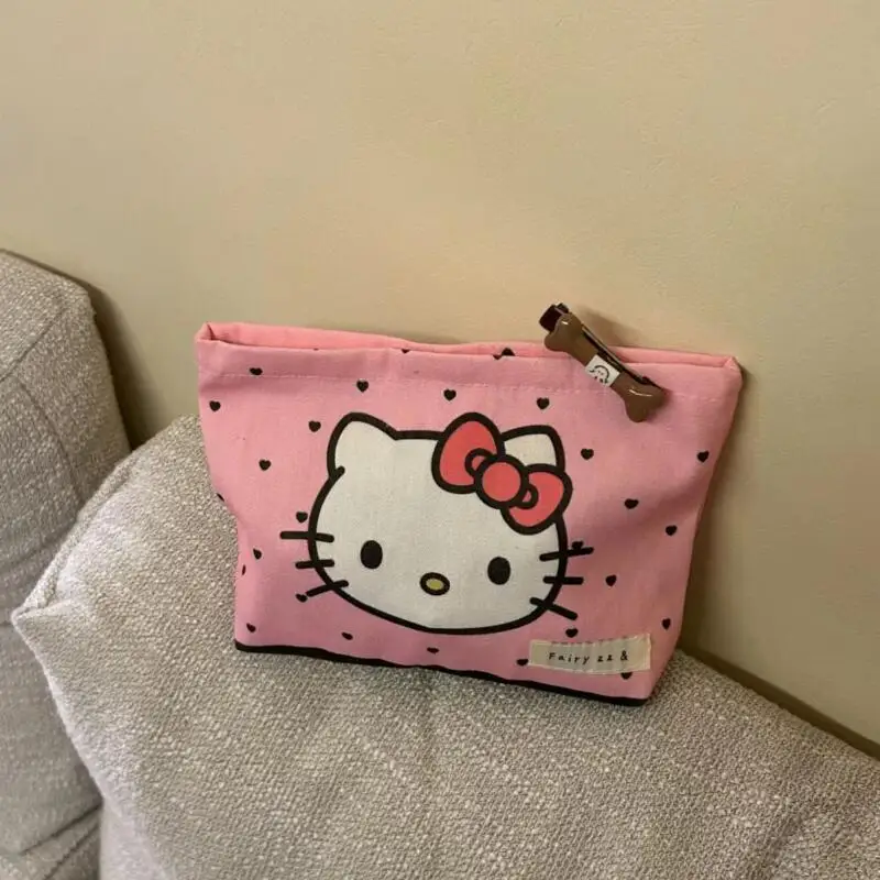 لطيف سانريو مرحبا كيتي فتاة حقيبة مستحضرات التجميل Kawaii عالية السعة المحمولة السفر سستة حقيبة التخزين لطيف سماعة حقيبة محفظة نسائية للعملات المعدنية #3