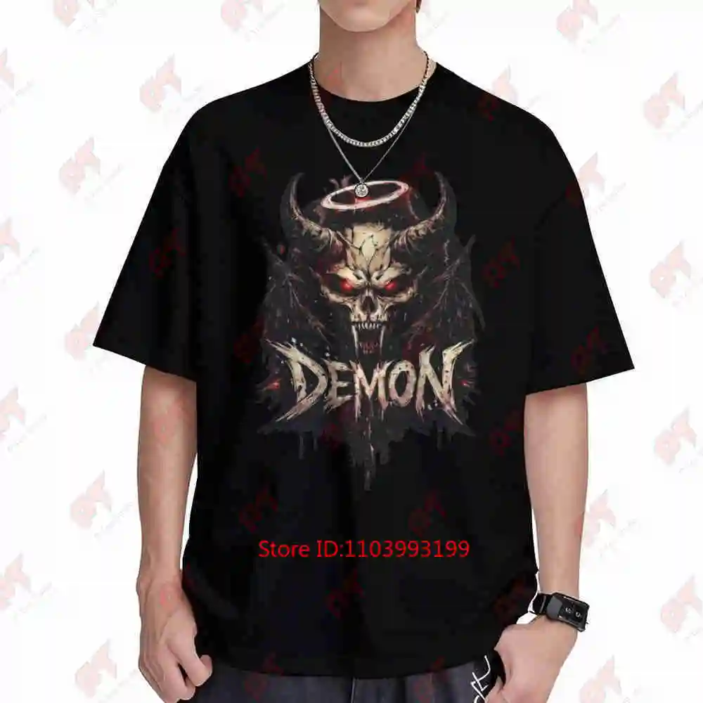 Demon Skull Gothic Devil Dark Heavy Metal Short Sleeve Tee 100% Cotton T-Shirt