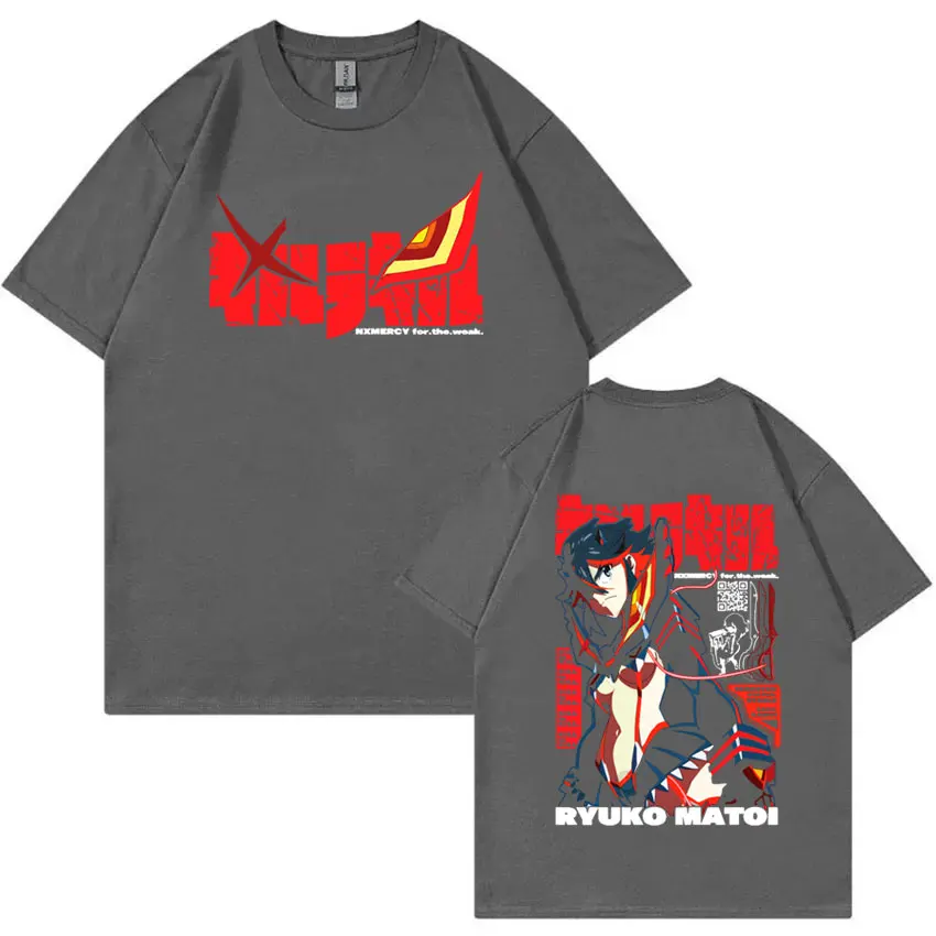 Anime Kill La Kill Matoi Ryuuko No Mercy for The Weak Graphic T-shirt Men Women Manga Vintage Oversized T Shirt Men's Streetwear