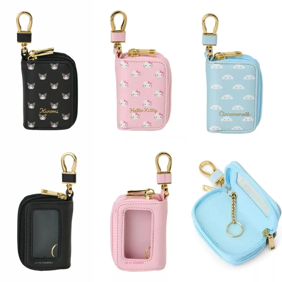 Anime Cartoon Sanrio HelloKity Kuromi 2 In 1 Large Capacity Key Storage Bag Mini Zipper Key Protective Cover Portable Key Case