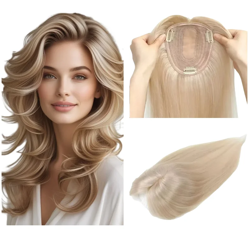 

Топпер для интеграции человеческих волос для женщин | База с утолщенными боками для воздухопроницаемости, идеально подходит для выпадения волос