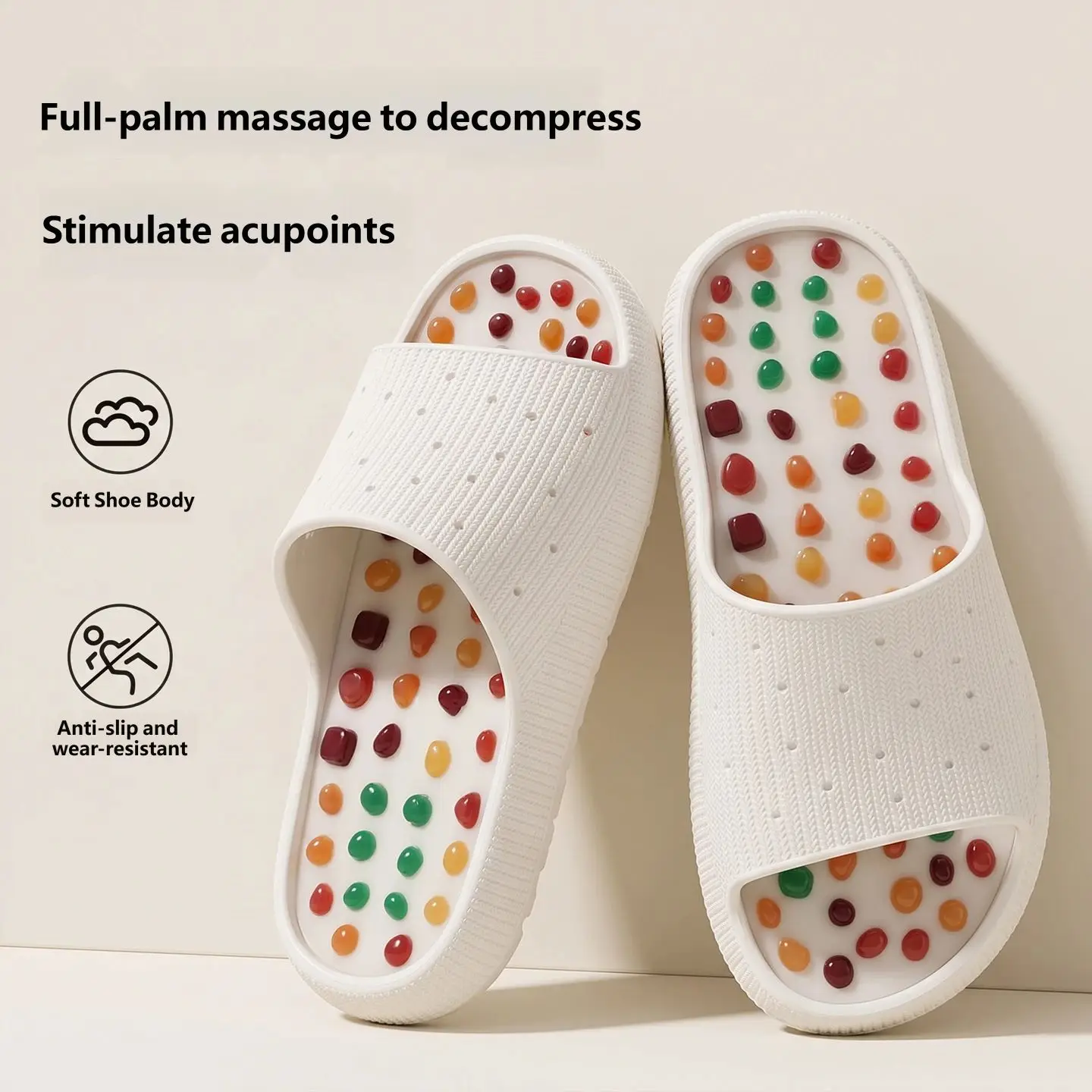 Akupressur-Massage-Slipper für Damen und Herren mit eingebetteten runden Perlen, physiotherapeutisch, rutschfest, aus EVA, für den Innenbereich, Zuhause, Badezimmer. – Detail 7