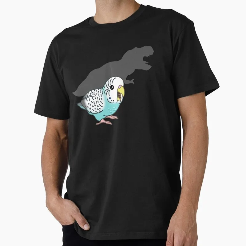 Cute T-rex blue budgerigar doodle Parakeet dinosaur shadow Gift T-shirt Birds T-Rex Shadow Graphic Clothes All Size Tops S-6XL