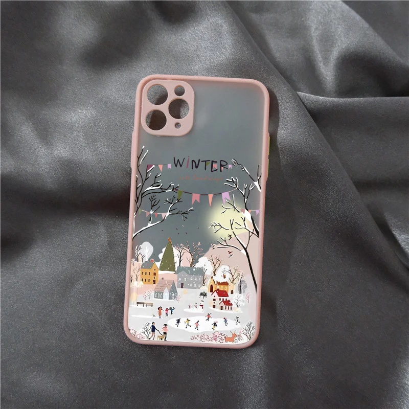 The Beautiful Falling Snow in Winter Phone Case IPhone 16 14 13 12 11 Pro Max XR X 7 8 15 Plus Luxury Christmas Matte Hard Cover