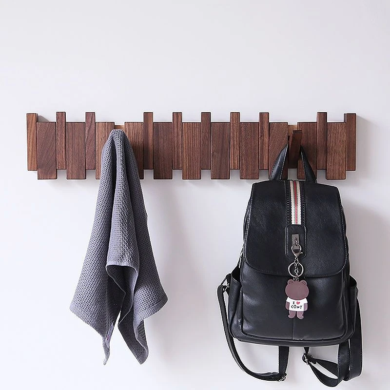 Creative Piano Wooden Hooks Walnut Entryway Cloakroom Bedroom Furniture Hangers Keys Clothes Bags Organization Wall Hanging Rack