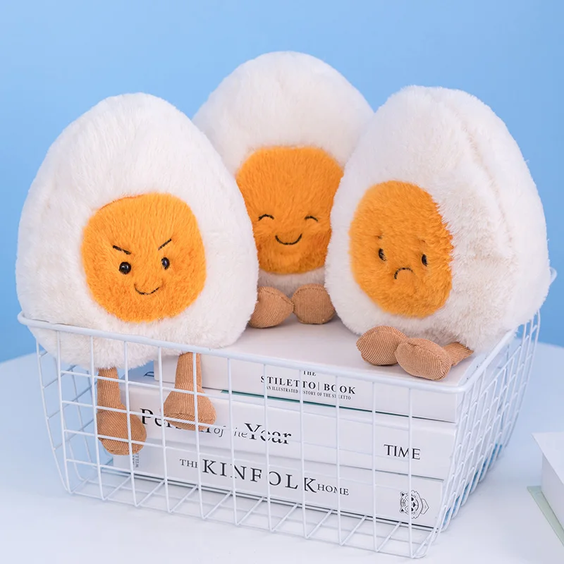 Cuddly Fluffy Boiled Egg Plushie Kawaii Soft Plush Doll Different Emotions Baby Appease Toy Children Stuffed Food Pillow Present