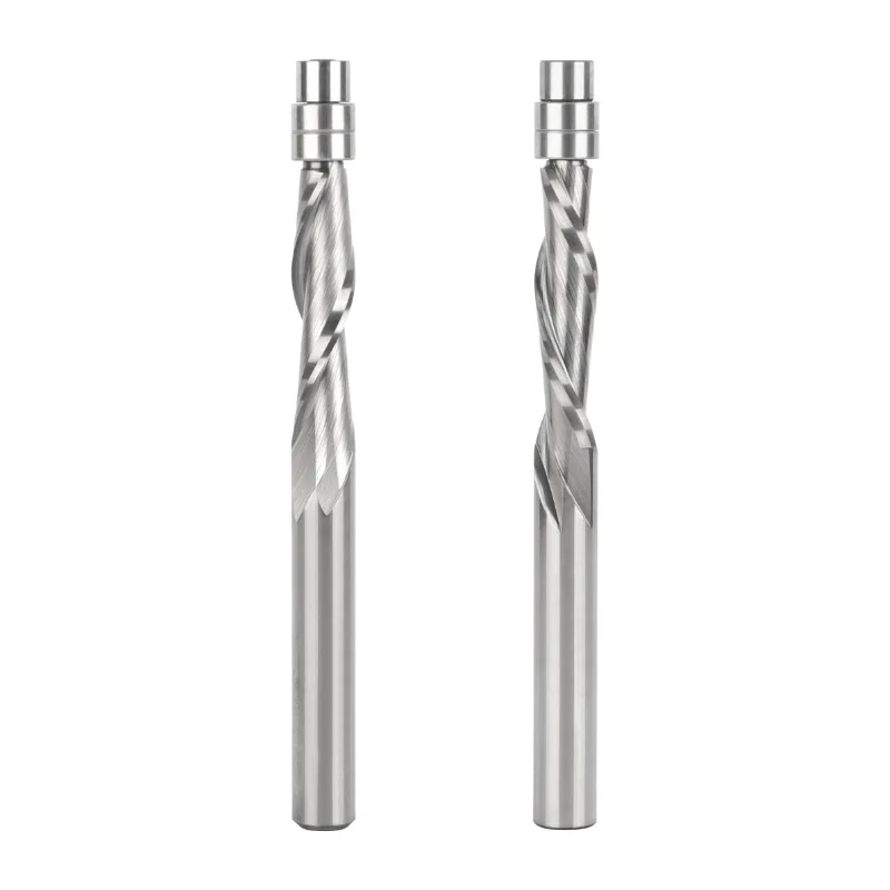 6.35mm Shank Bit Flush Trim Solid Carbide Spiral Template Router Bit Longer Cutting Length 4 Bearing Cnc Woodworking Tools 1PC