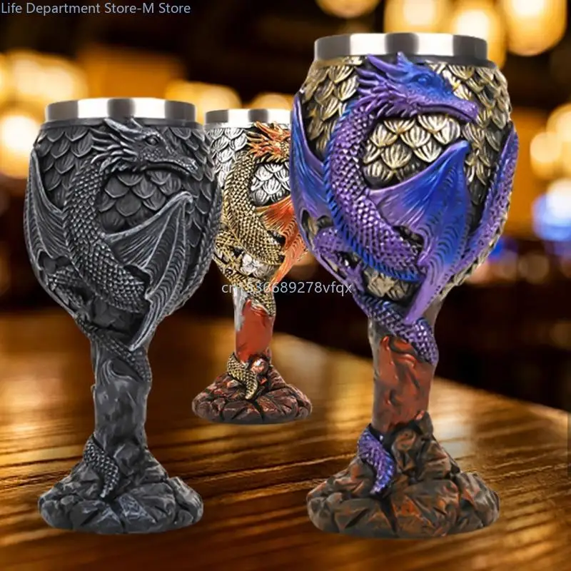 Wine Cup Antique Dragon Relief Wine Glass Durable Resin Wine Cup for Home