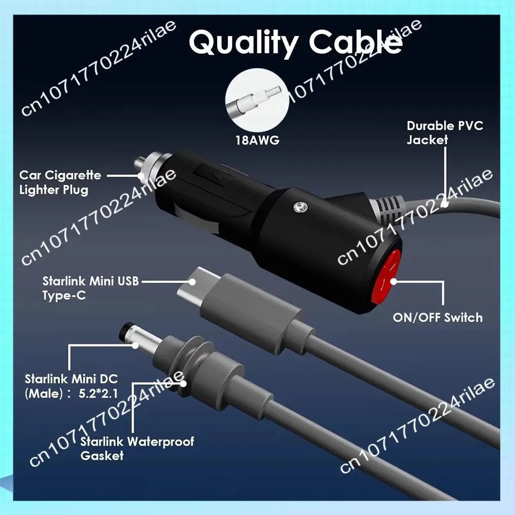 

A17Z Power Cable For Starlink Mini Cigarette Lighter For Starlink Mini Extension USB C 12-20V Plug And DC Male