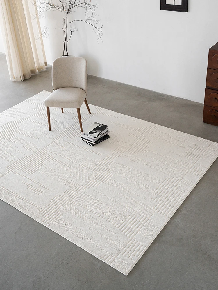 Cream Style Living Room Carpet Modern Solid Color Thick Area Rug 3D Modern Art Rug Bedroom Big Size Beige Study Office Carpets