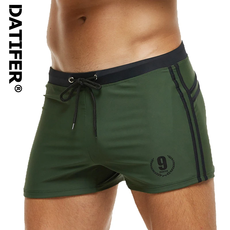 DATIFER Brand Summer Gym Shorts Men Breathable Fashion Adjust waist Swimming Shorts Men Trunks Sport SwimSuits Beach Pants