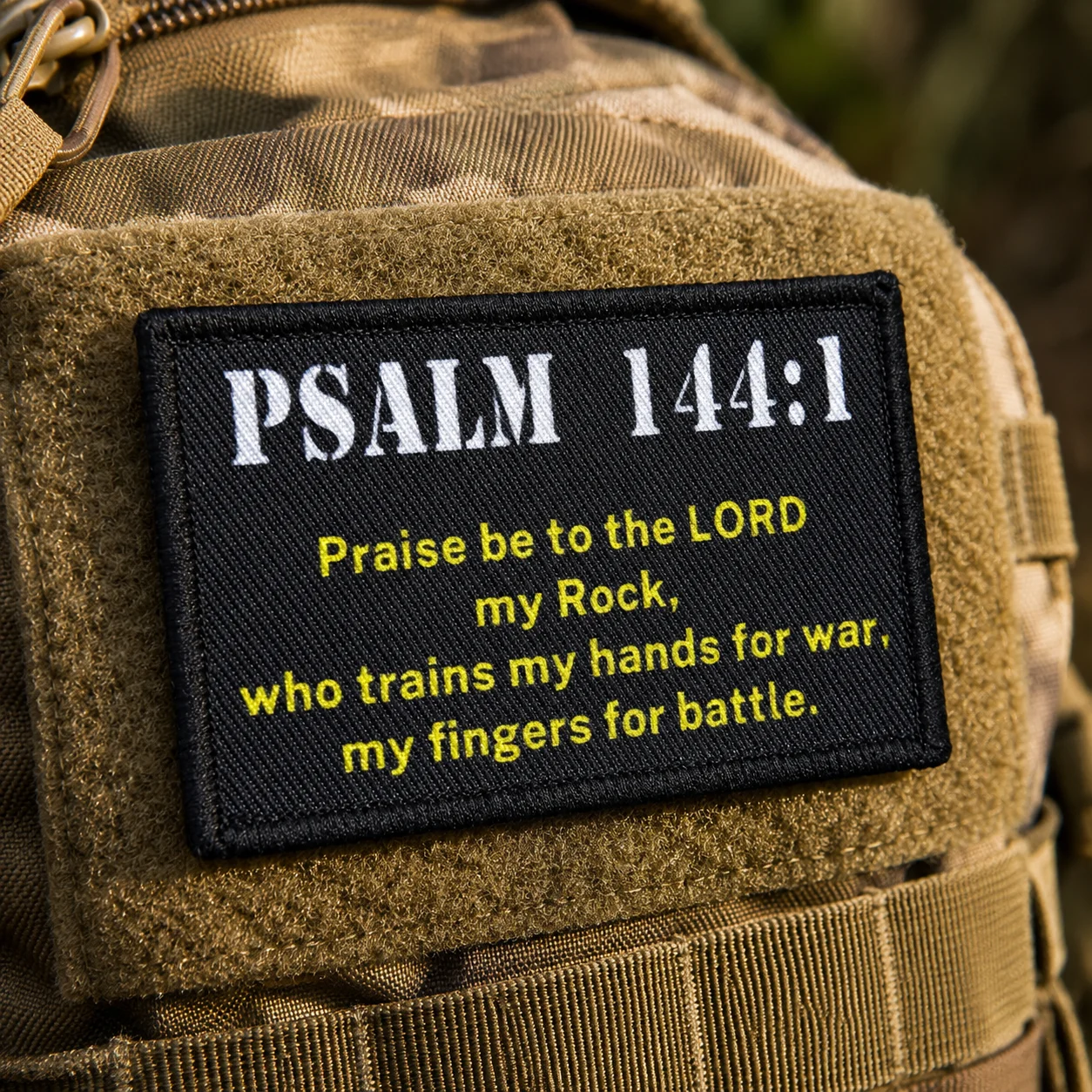 Psalm 144:1 Patch Combat Badge Morale Applique Embroidered Fastener Hook & Loop Emblem