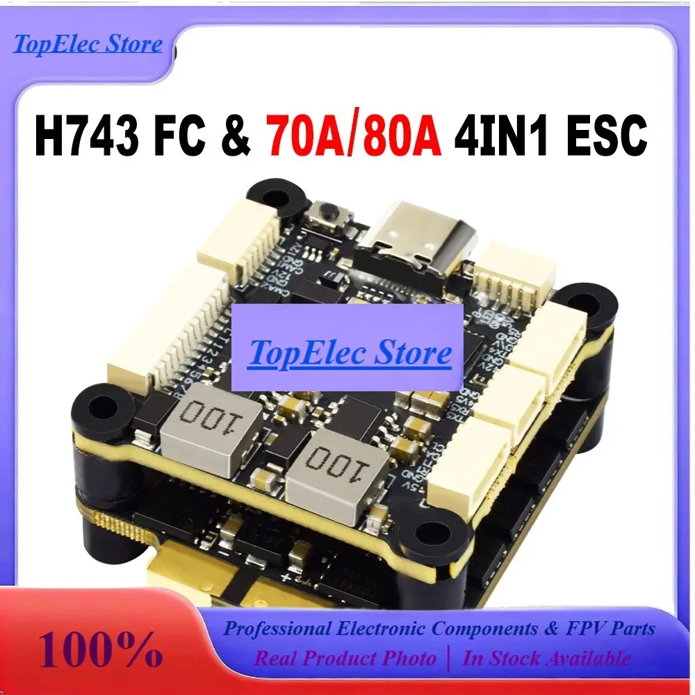 TOPes9IMOD H743 Flight Stack H743 Flight Control 4in1 70A/80A ESC 3-8S Lipo Dual ICM42688 Gyro 7 UART For RC FPV Racing Drone