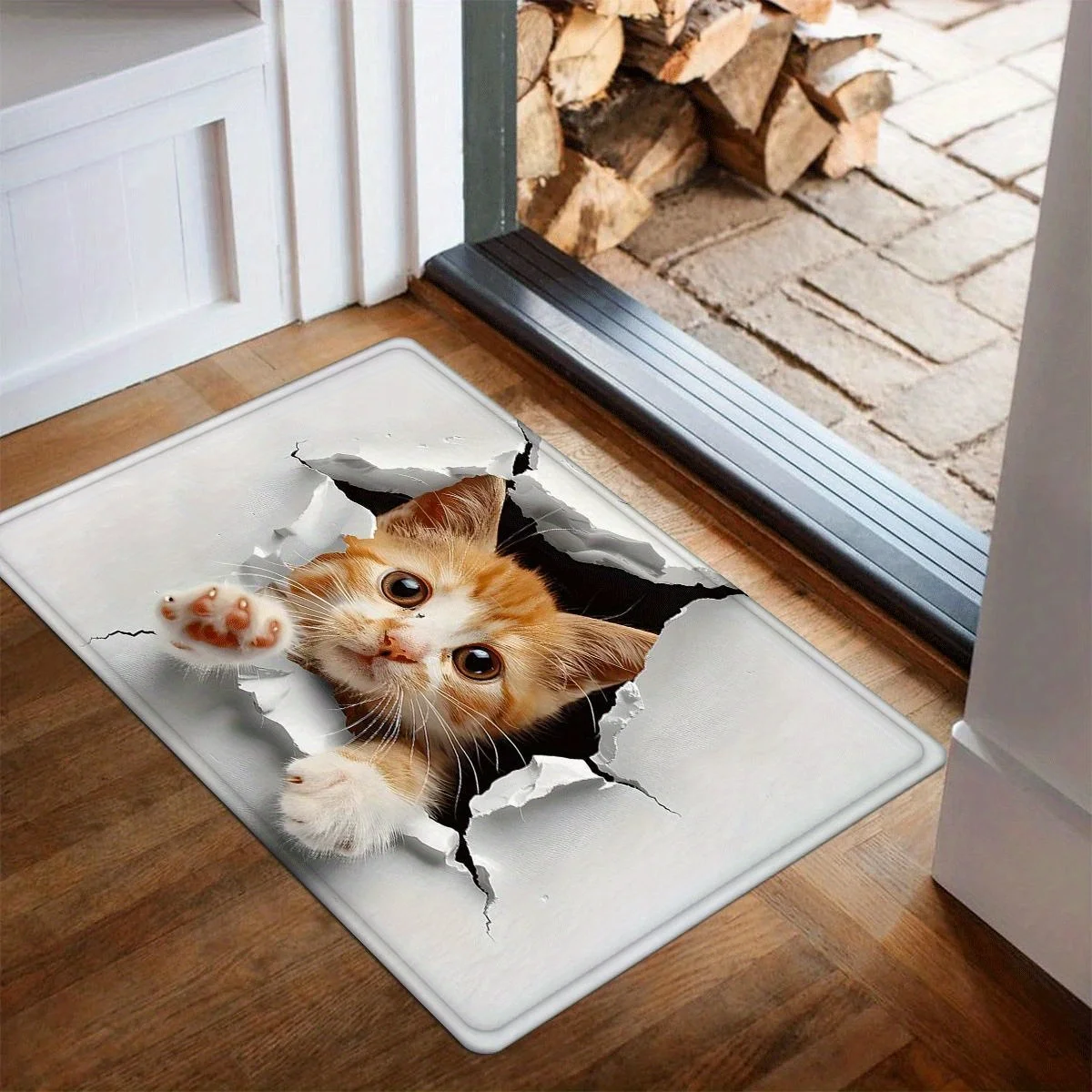 Paillasson fantaisie motif chaton mignon, tapis de bienvenue pour amoureux des animaux, décoration amusante pour entrée, en polyester, pour intérieur et extérieur, cadeau de déménagement