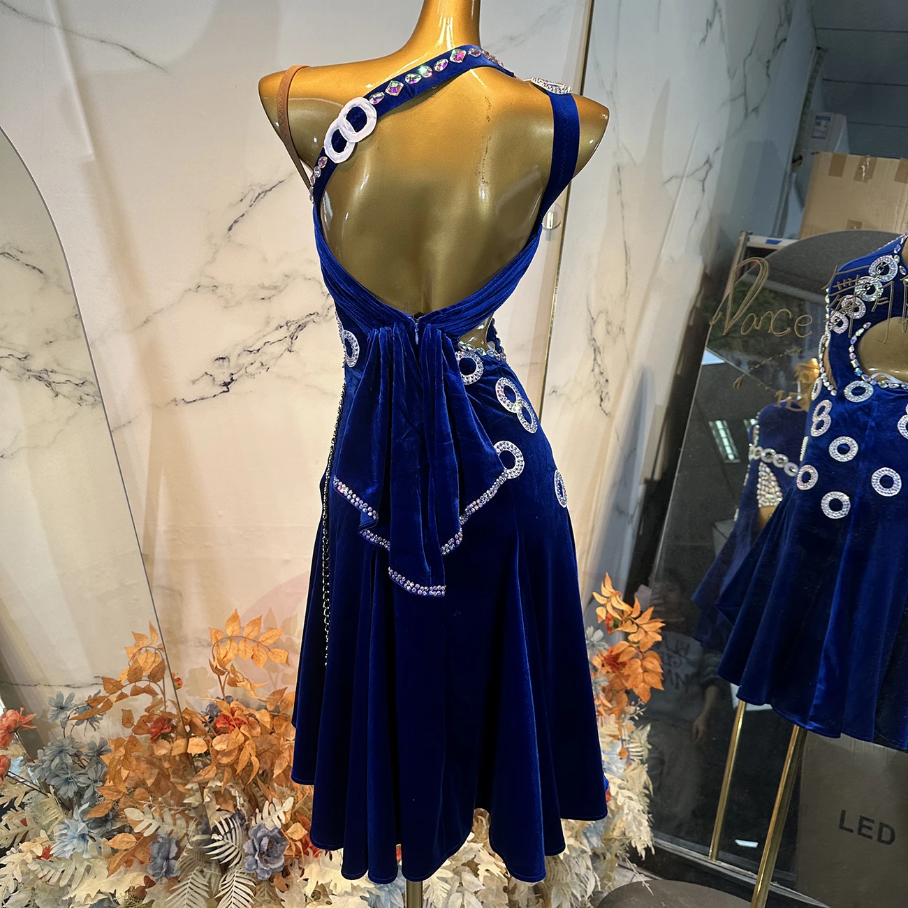 زي الرقص اللاتيني، حجر الراين، خاتم مخصص عالي الجودة، تنورة مقسمة، فستان أداء السامبا للنساء والكبار والأطفال