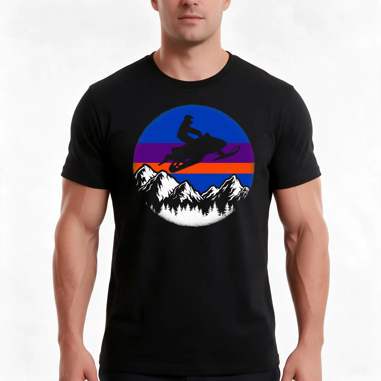 Snowmobiling Sled, Vintage American Snowmobile T-Shirt, Summer Casual Cotton Tee, Oversized Streetwear Tops, Unisex Men Women