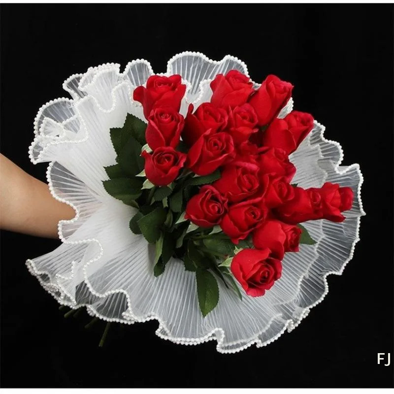 

[YU] 1/5 шт. Рулонная сетчатая ткань для букетов с золотистым краем, 4 ярда*28 см, для рукоделия, упаковки, кружевная бумага, сетка для упаковки цветов