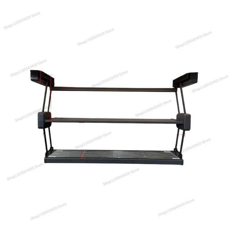 Suitable for hanging cabinets, pull-down double-layer lifting telescopic storage racks
