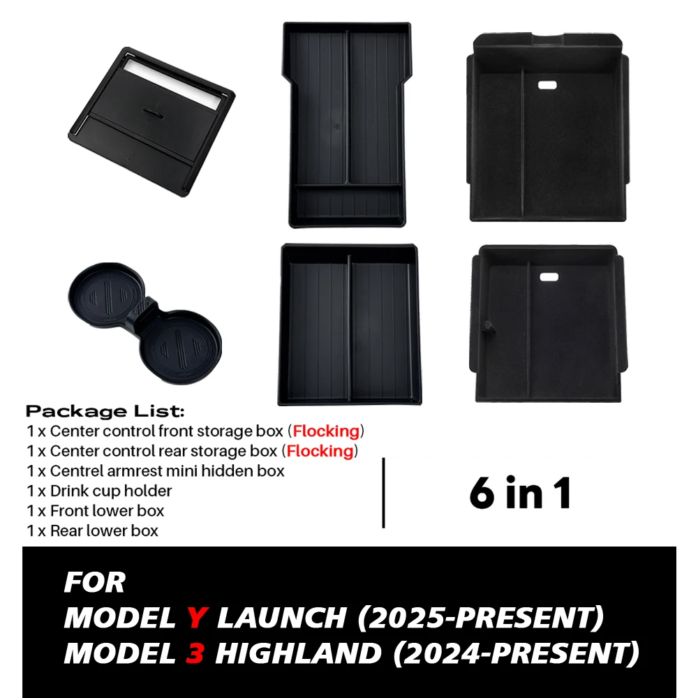 Voor Tesla Nieuwe Model 3 HIGHLAND 2024 2025 Middenconsole Opslag Armsteun Opbergdoos Bovenste & Onderste Massaal accessoires Nieuwe