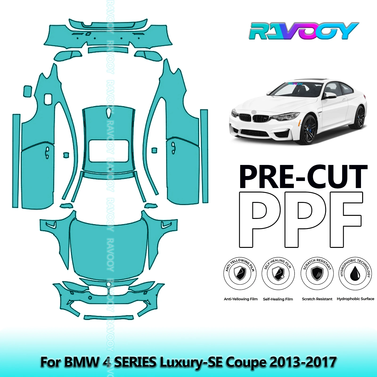 

8.5Mil Precut PPF Kit Full Vehicle For BMW 4 SERIES Luxury-SE Coupe 2013-2017 Paint Protection Film