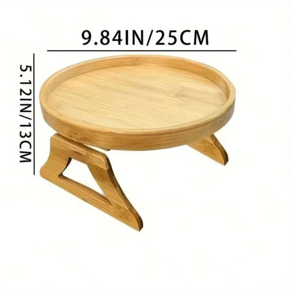 Classic Style Foldable Wooden Sofa Arm Tray - Hook-On Sofa Arm Table for Drinks, Phones, Breakfast, Made from Natural Wood