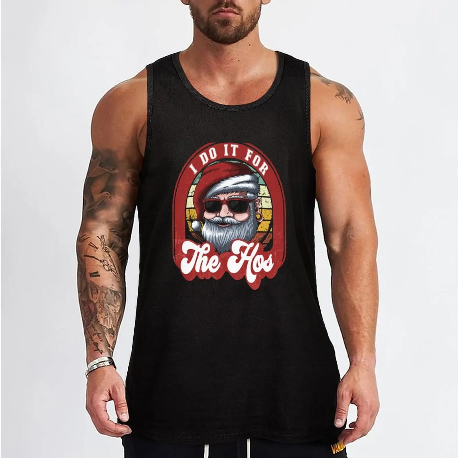 I do it for the hos funny xmas Santa dirty inappropriate christmas Tank Top men gym summer Men's tops