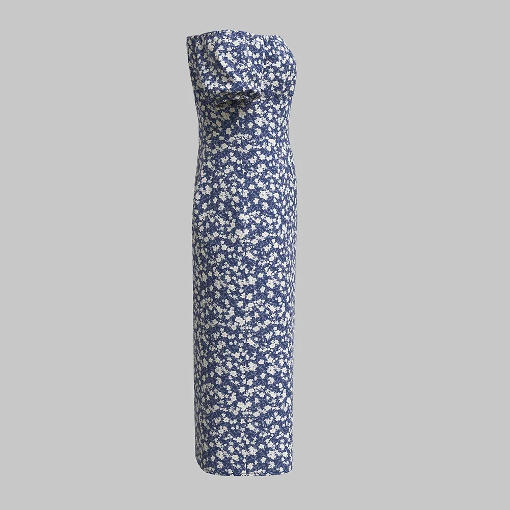 Vestidos primavera coreano encaixe fino ditsy floral fenda lateral puff manga fora do ombro midi namoro vestidos de mudança para mulher