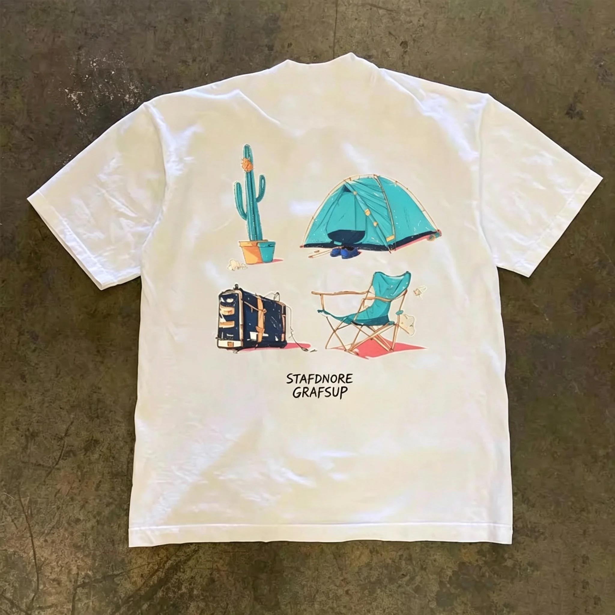 Double Thread Pure Cotton Short Sleeve T-Shirt Unisex Loose Fit American Retro Style Breathable Summer Top for Couples