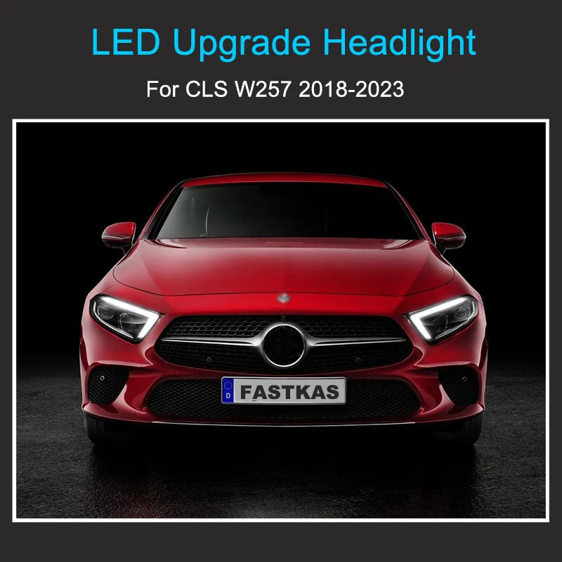 LED ترقية المصابيح الأمامية لبنز CLS W257 2018-2023 المصابيح الأمامية التوصيل والتشغيل LED DRL الرسوم المتحركة ضوء ترقية مصابيح أمامية