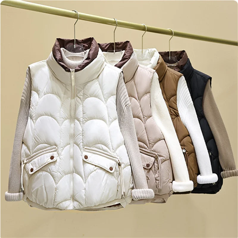 Jesienno-zimowa nowa bawełniana kamizelka damska krótka modna koreańska kamizelka płaszcz stójka bez rękawów kurtka damska kamizelka Chaleco Mujer